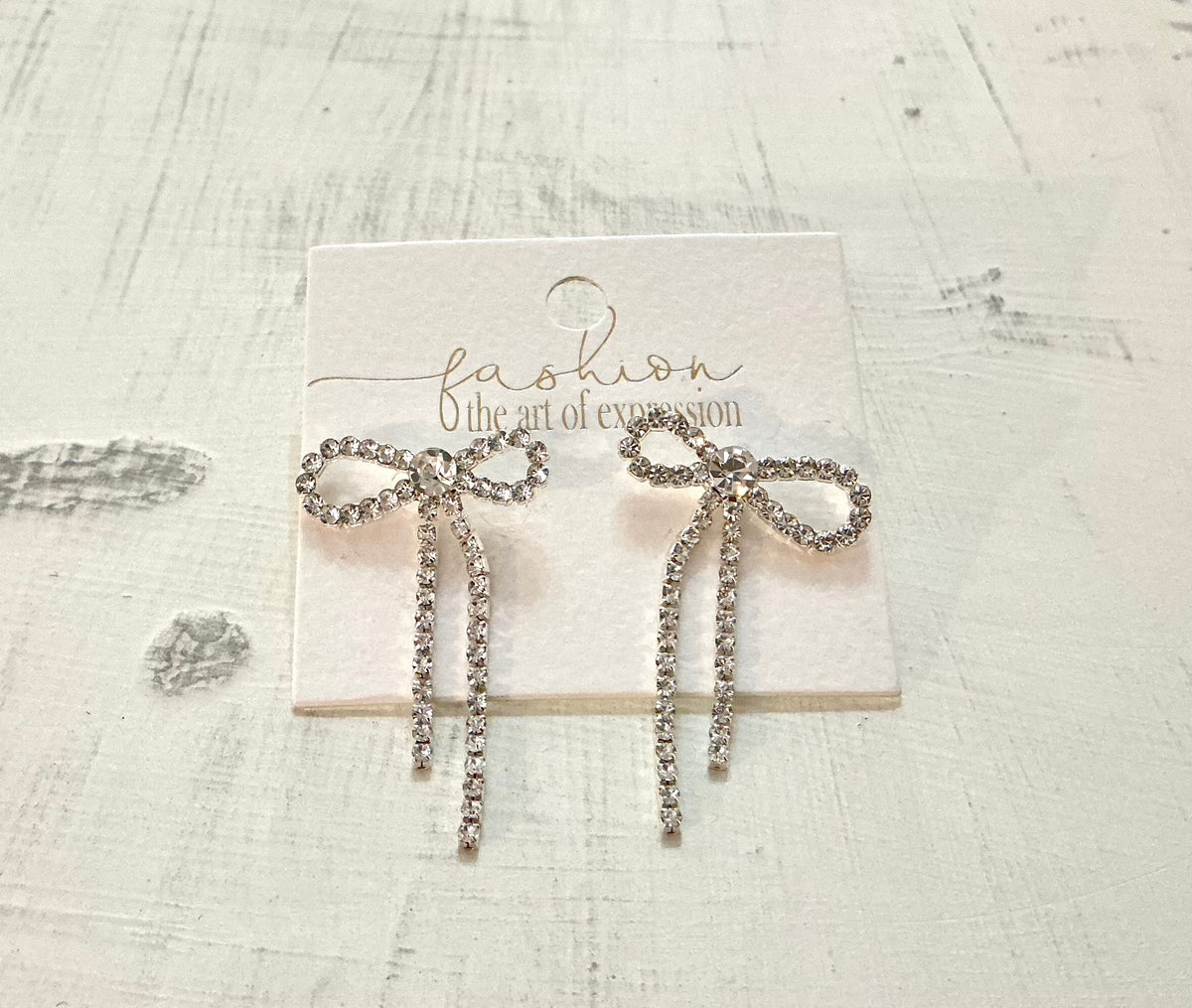 Diamond Ribbon Dangle Earrings