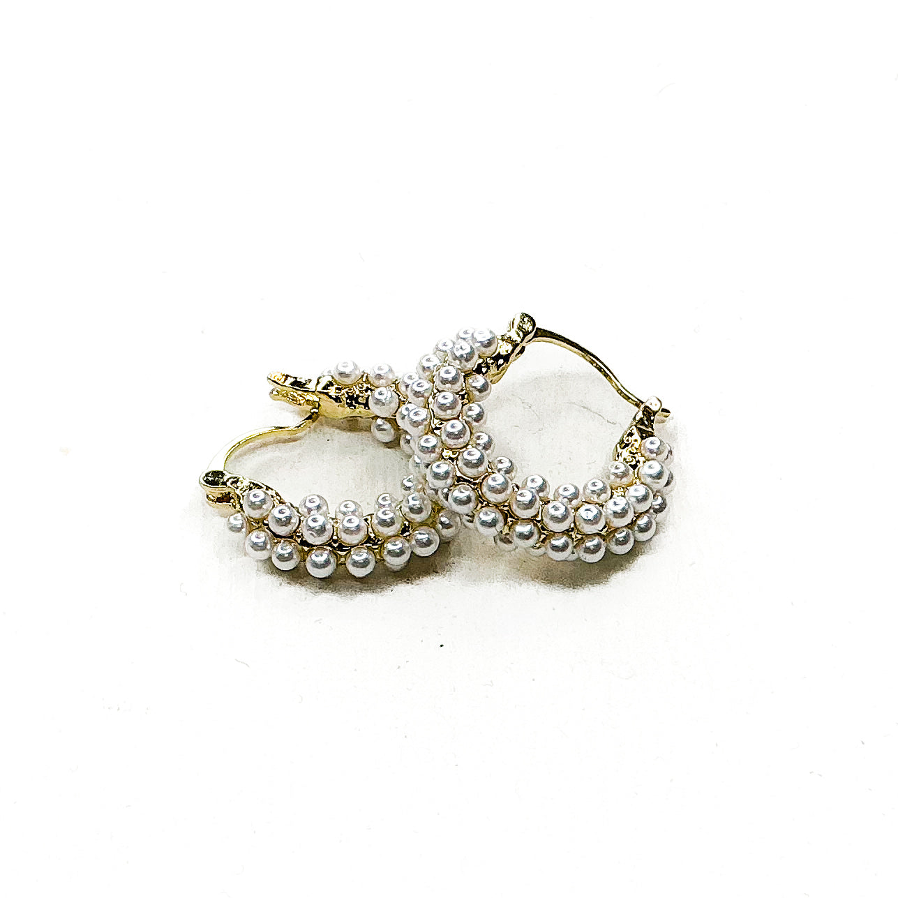 Gold Pearl Hoops