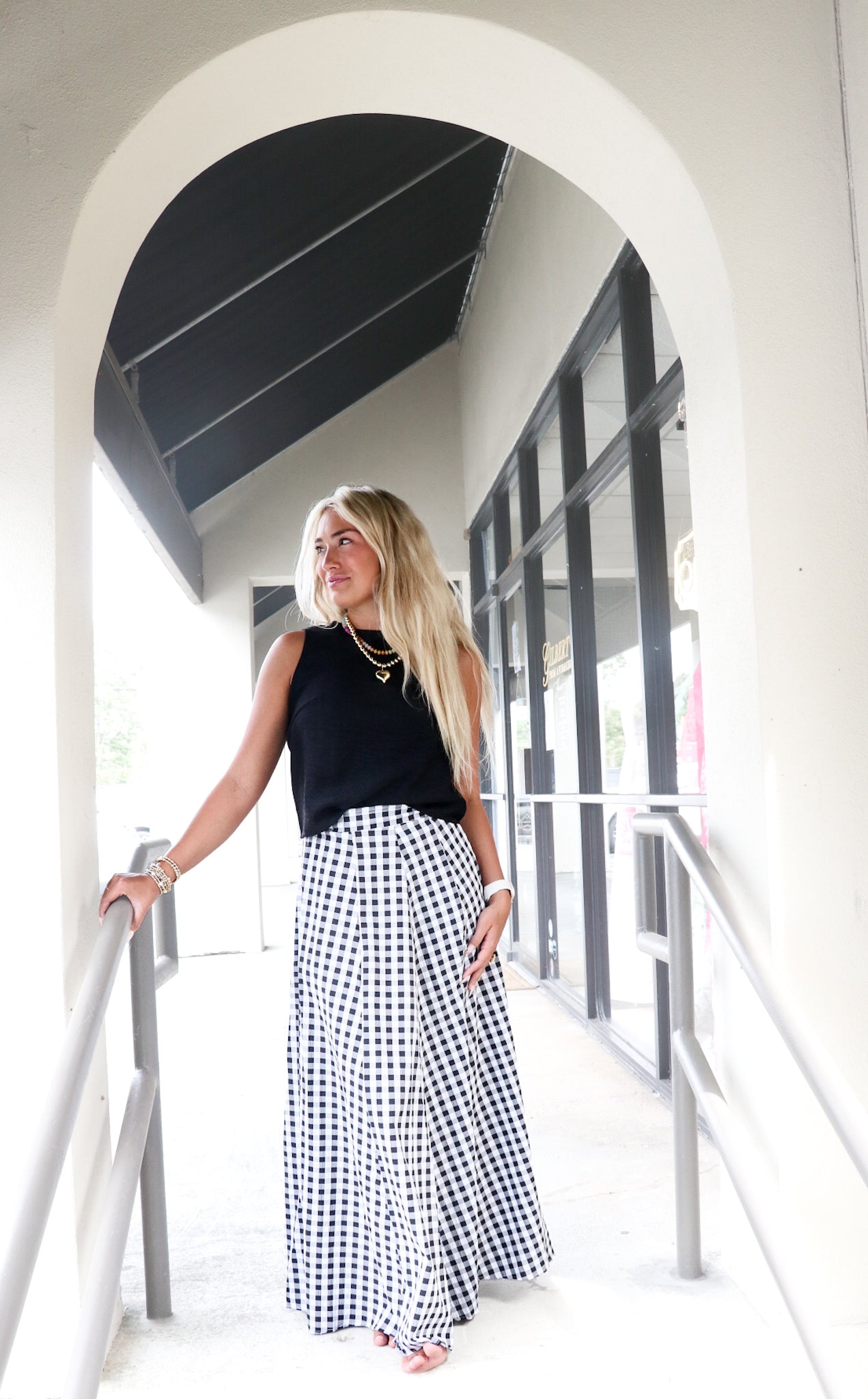 Black Gingham Maxi Skirt