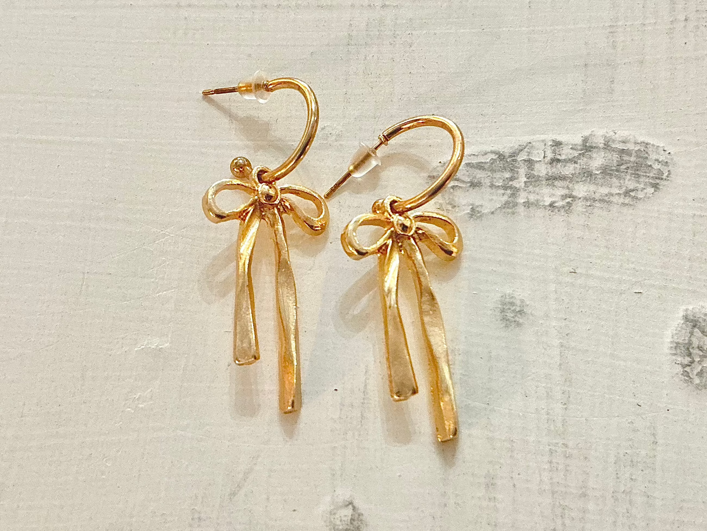 Gold Bow Hoop Dangles