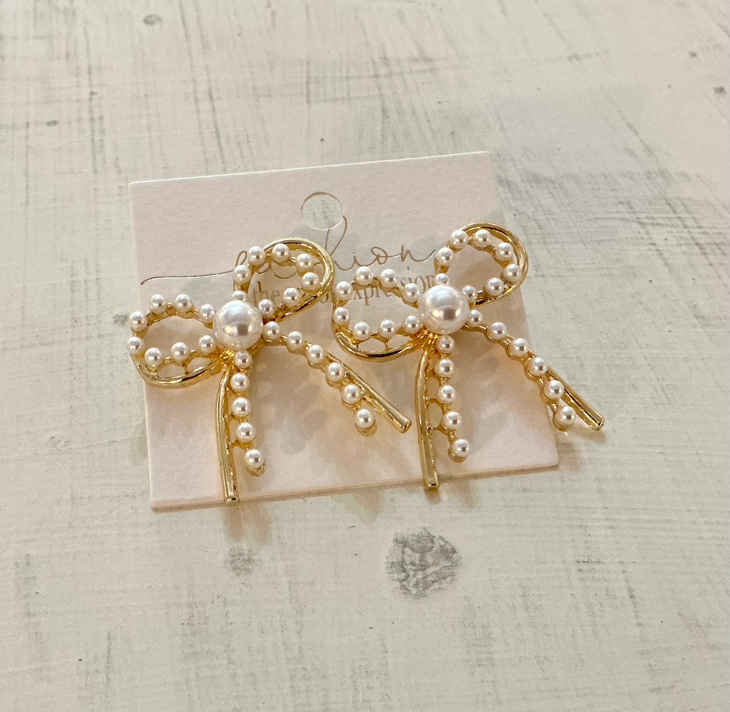 Pearl Bow Gold Studs