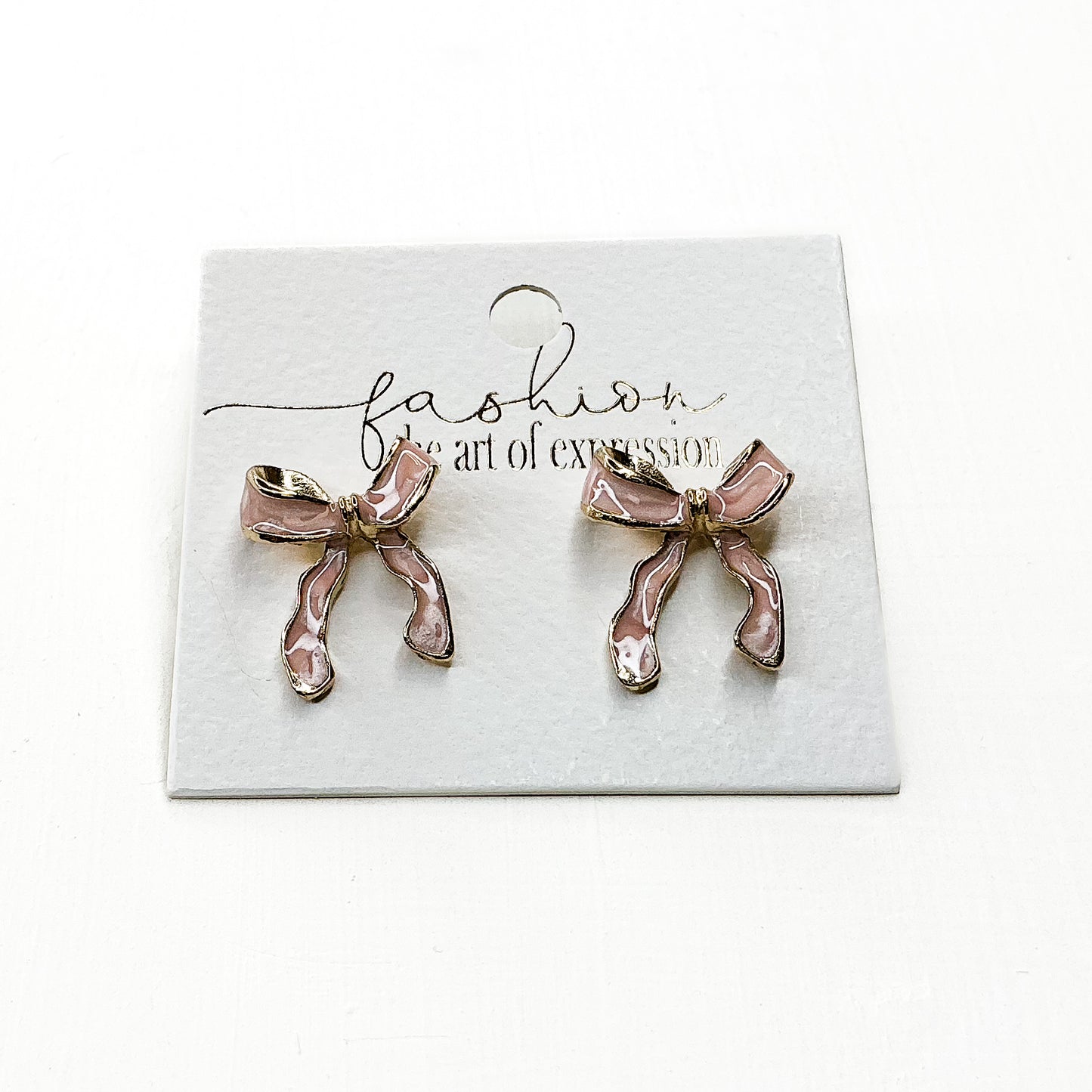 Dainty Pink Bow Studs