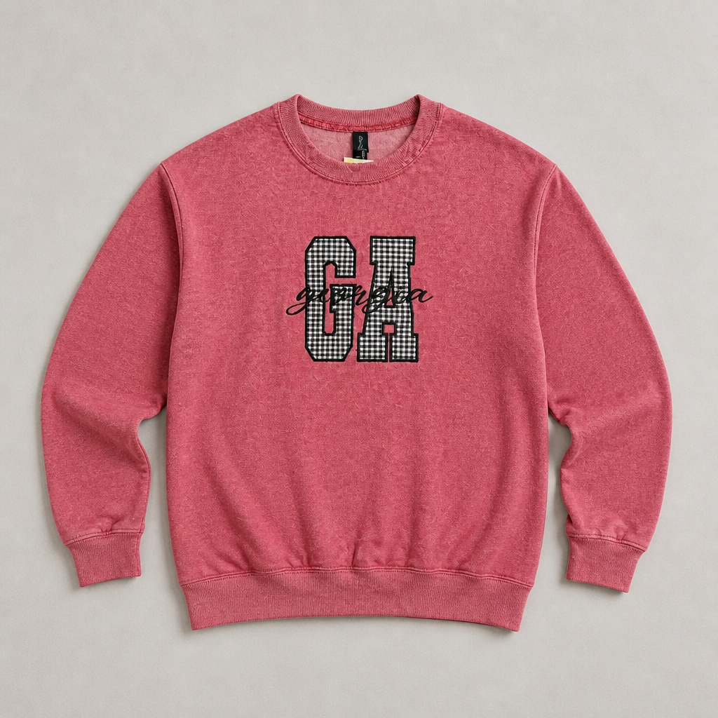 Georgia Applique Script Heather Red Sweatshirt