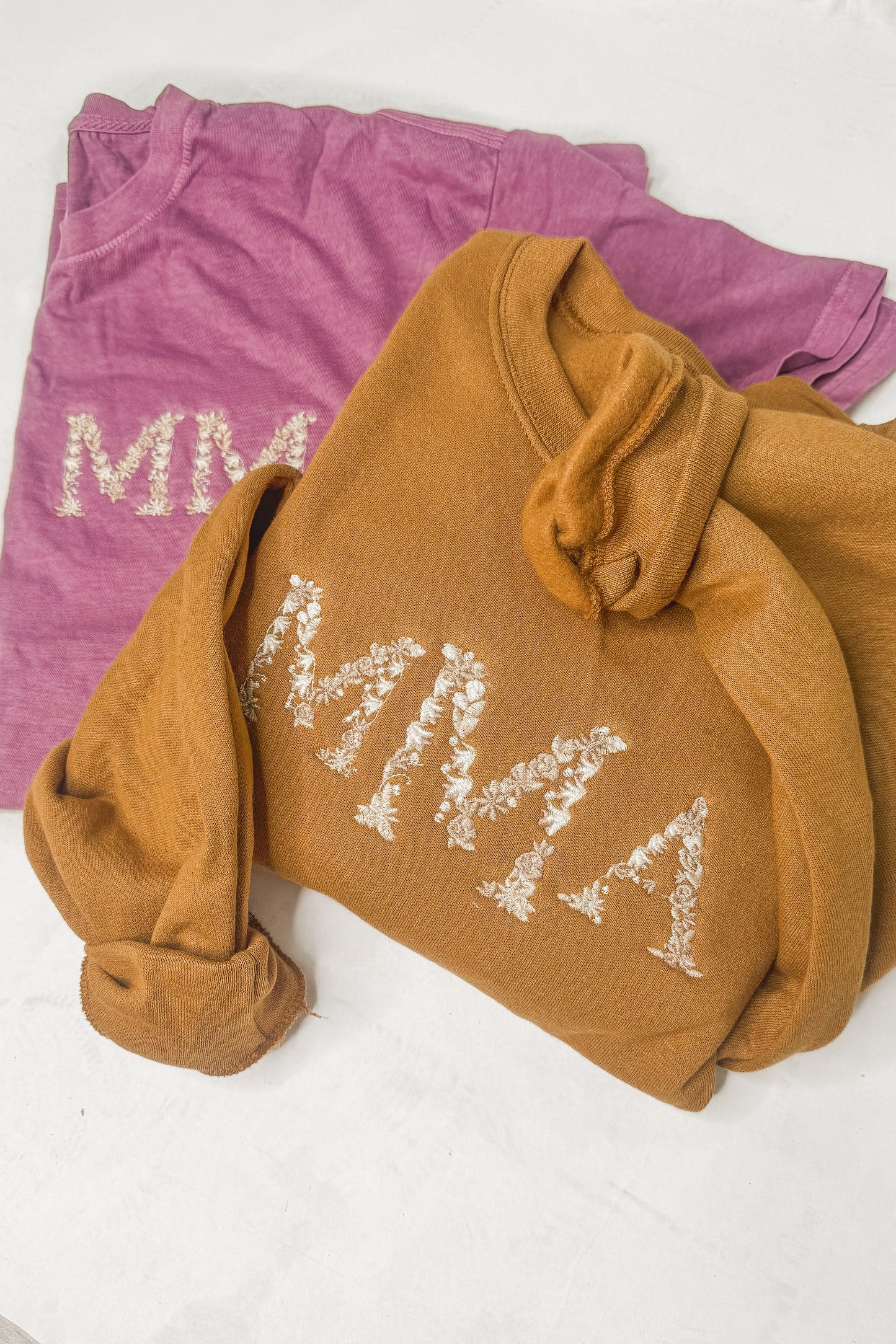 Floral Monogram Denim Comfort Colors Hoodie
