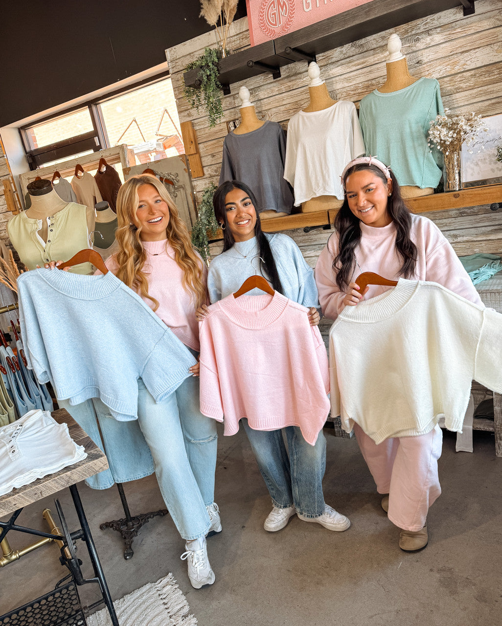 Knit Mock Neck Spring Sweater in Cream