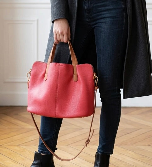 The Mei Red Leather Purse