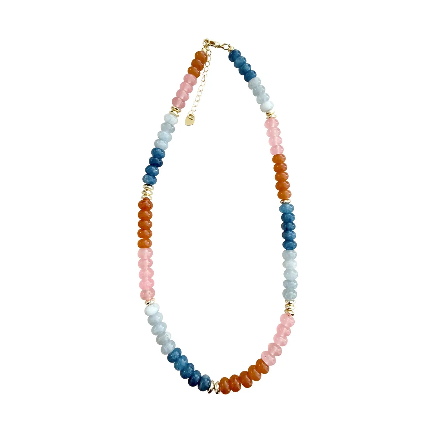 Kerry Pink Orange Mix Beaded Necklace by Gemelli