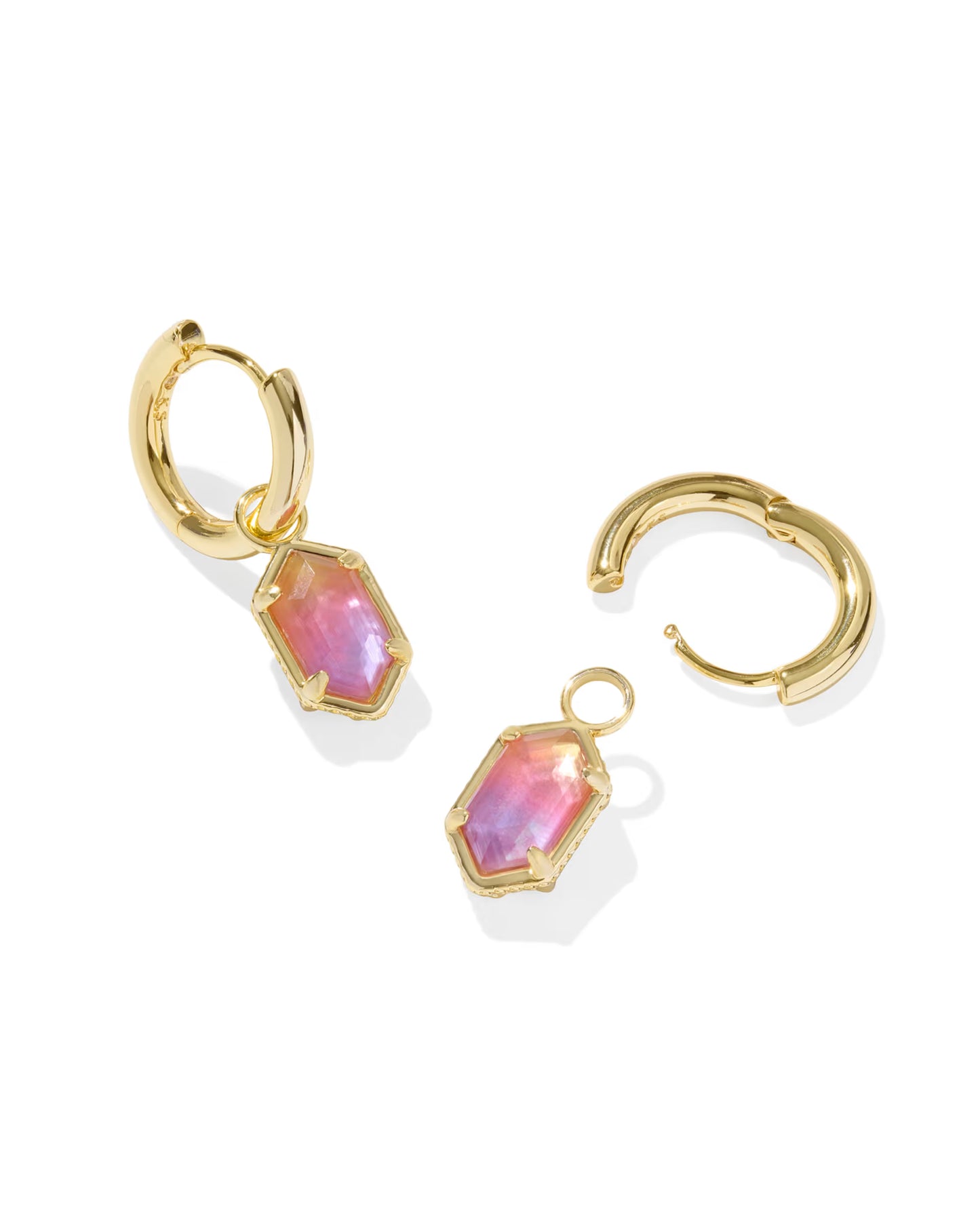 Kendra Scott Hallie Gold Huggie Earrings in Pink Ombre