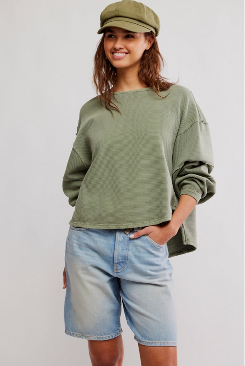 Free People Total Eclipse Tee Oil Green