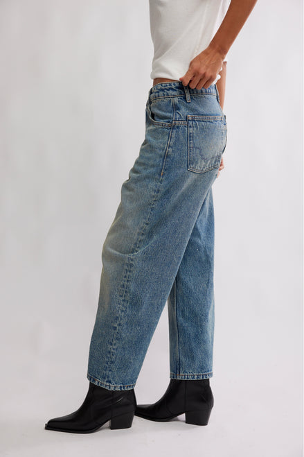 Free People Deep Trance Boyfriend Jeans Barrel Denim in From Beyond