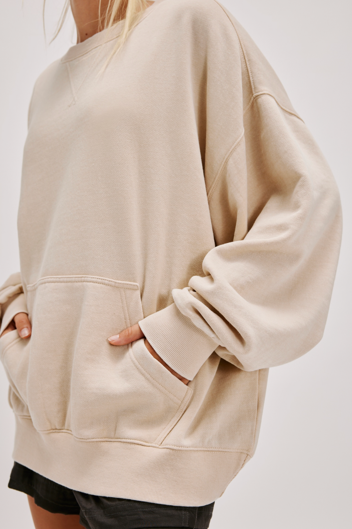 Free People Slow It Down Pullover in Morning Oat