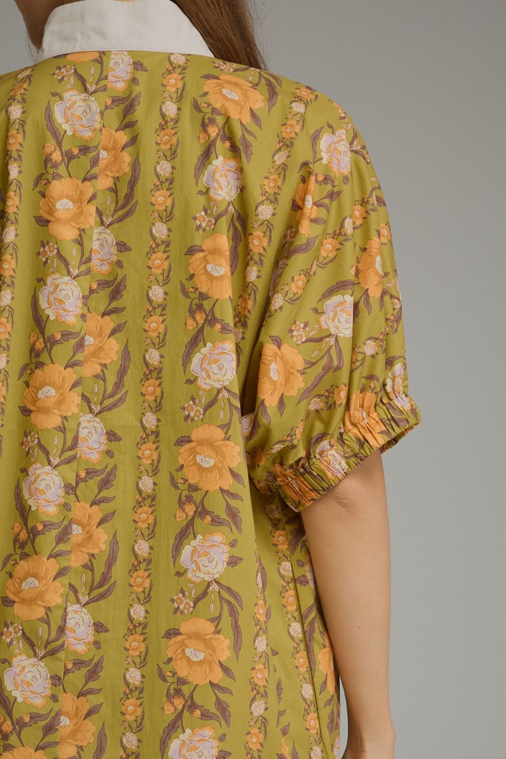 Vintage Floral Olive Midi Dress
