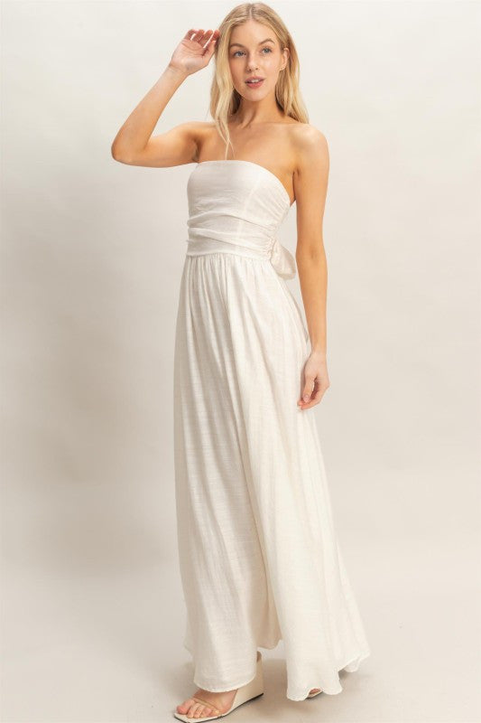 White Maxi Dress with Bow Back