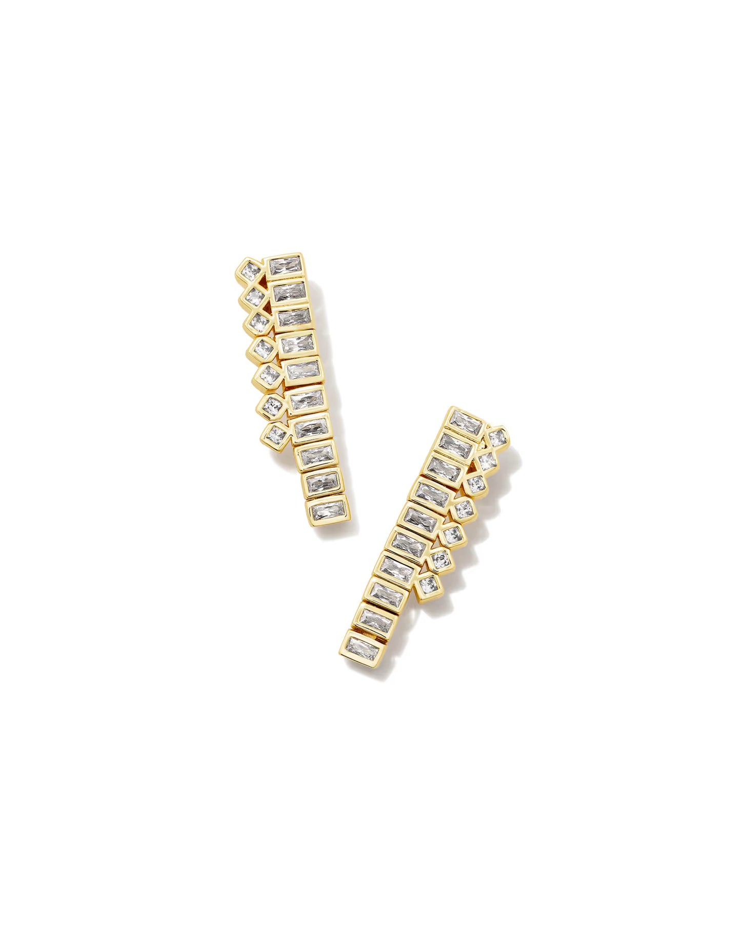 Kendra Scott Gracie Gold Tennis Linear Earrings in White CZ
