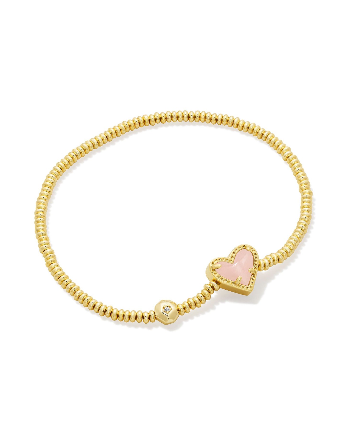 Kendra Scott Ari Heart Stretch Bracelet in Gold Rose Quartz