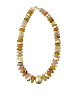 Tobie Beaded Tan Necklace by Gemelli