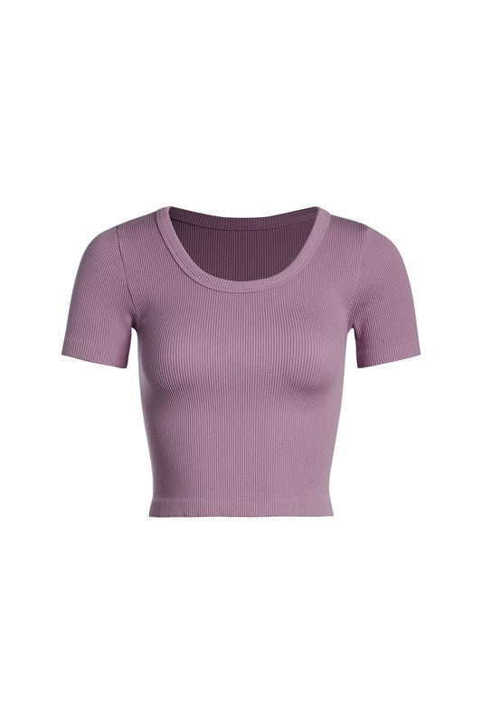 The Jacey Baby Tee Ribbed Top in Vintage Lilac | One Size