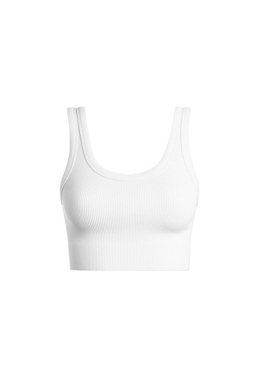 The Jacey Crop Ribbed Tank Top in White | One Size