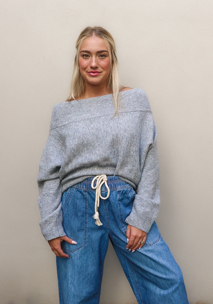 Heather Gray Off The Shoulder Sweater