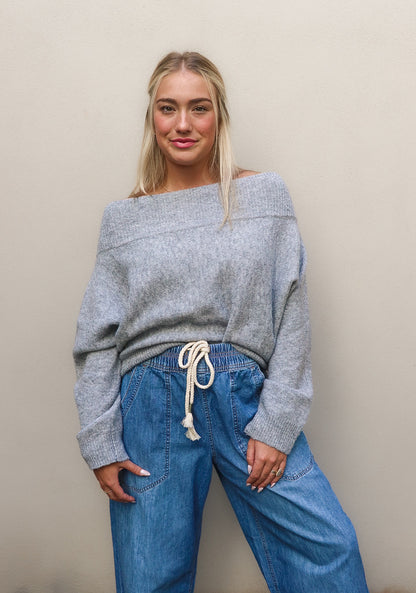 Heather Gray Off The Shoulder Sweater