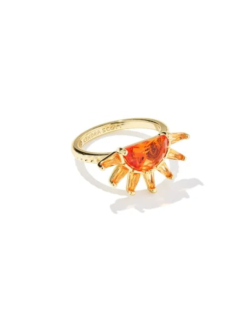 Kendra Scott Samantha Sun Gold Band Ring in Orange | Size 6