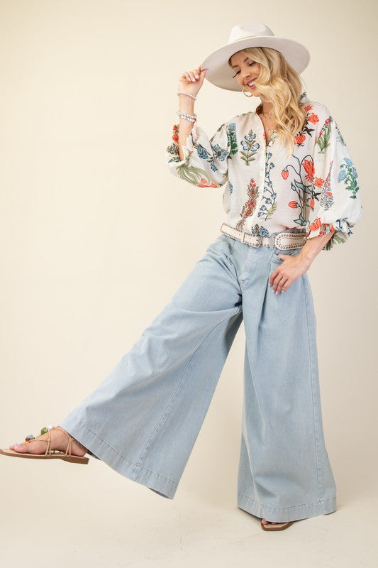 Vintage Floral Blouse in Ivory