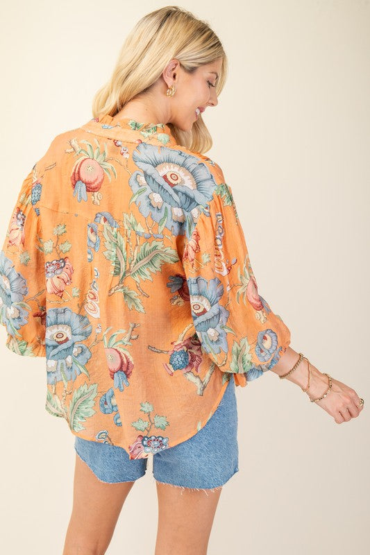 Vintage Floral Blouse in Honey