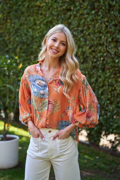 Vintage Floral Blouse in Honey