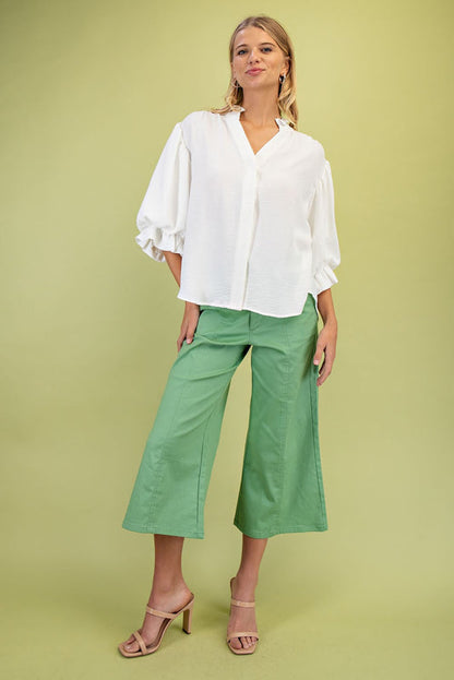 Flowy Balloon Sleeve Blouse