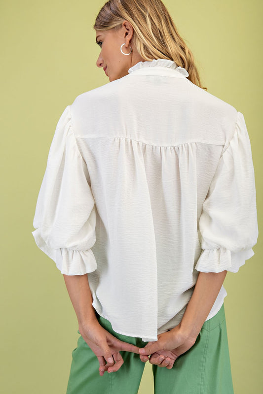 Flowy Balloon Sleeve Blouse