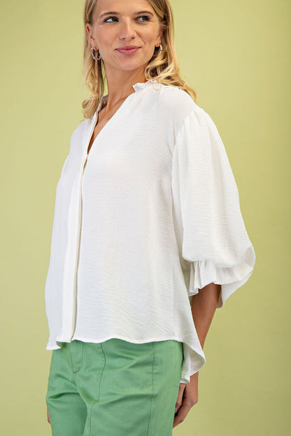 Flowy Balloon Sleeve Blouse