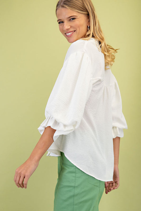 Flowy Balloon Sleeve Blouse