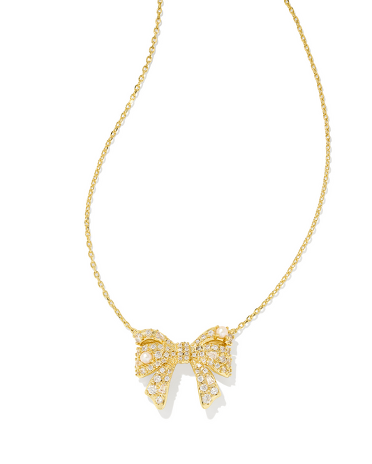 Kendra Scott Krista Bow Pendant Necklace in Gold