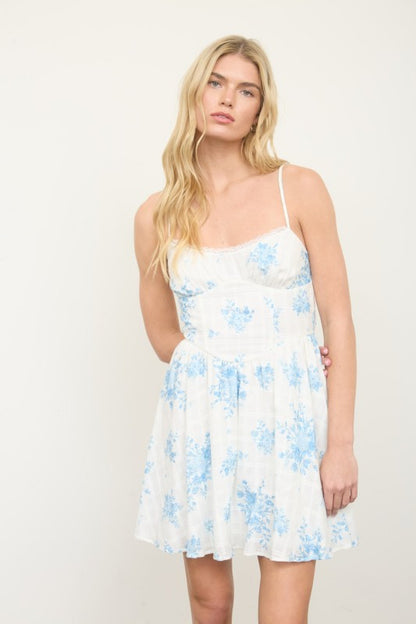 Blue Floral Mini Dress