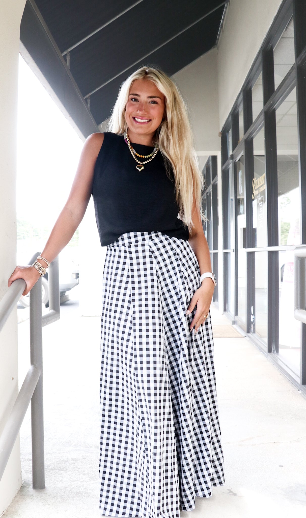 Black Gingham Maxi Skirt