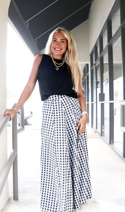 Black Gingham Maxi Skirt