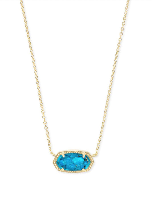 Kendra Scott Elisa Pendant Necklace in Gold Bronze Veined Turquoise