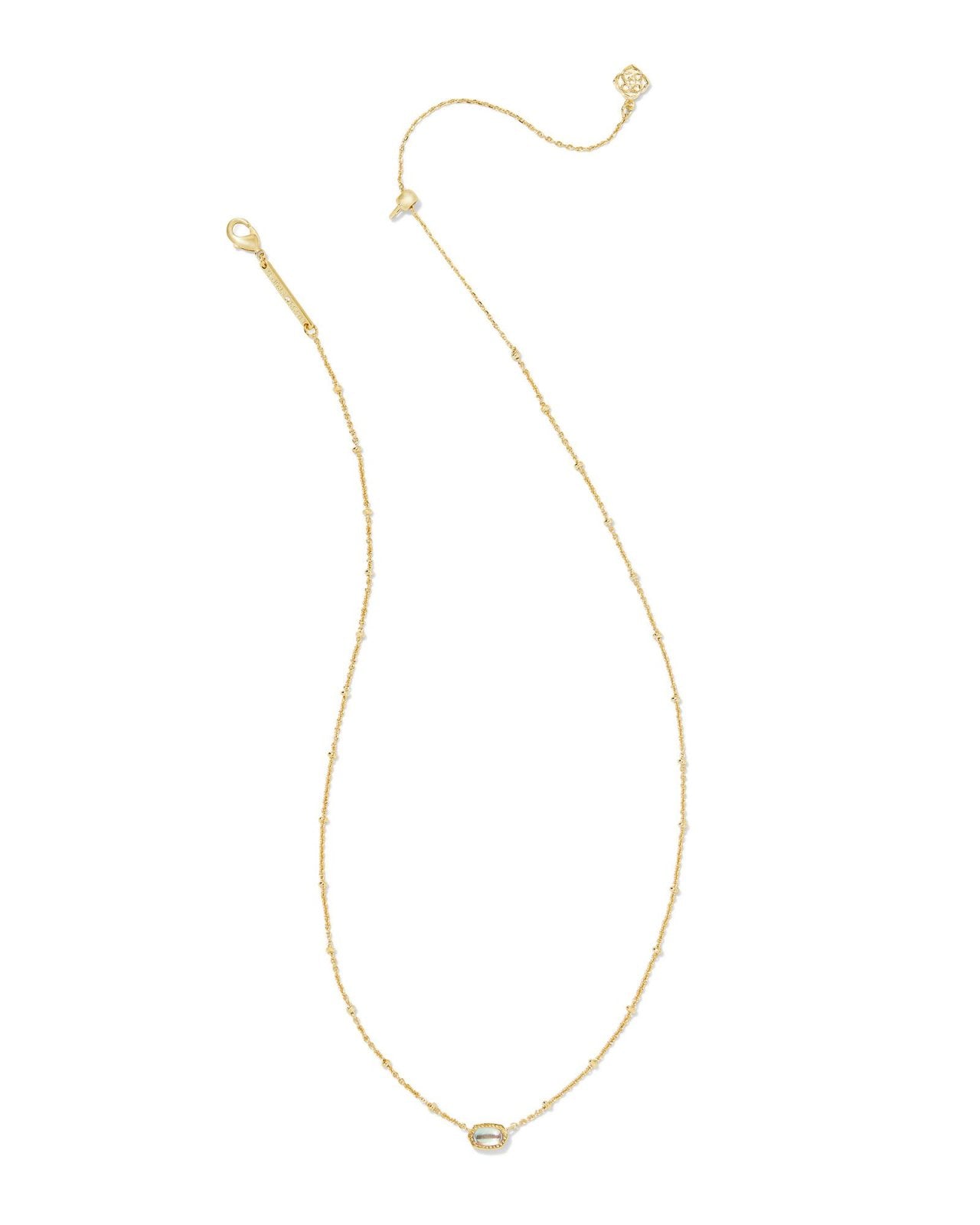 Kendra Scott Mini Elisa Satellite Pendant Necklace in Gold Iridescent Glass