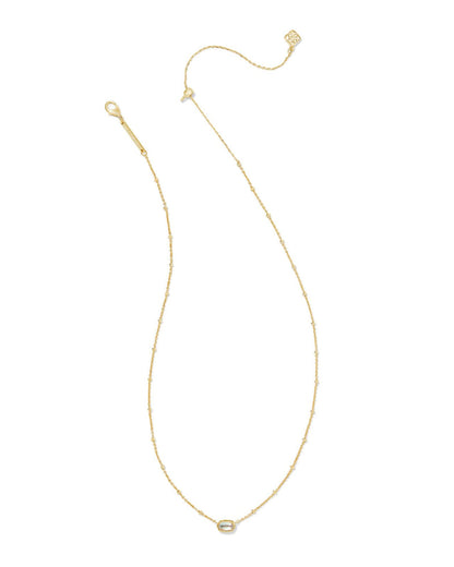 Kendra Scott Mini Elisa Satellite Pendant Necklace in Gold Iridescent Glass