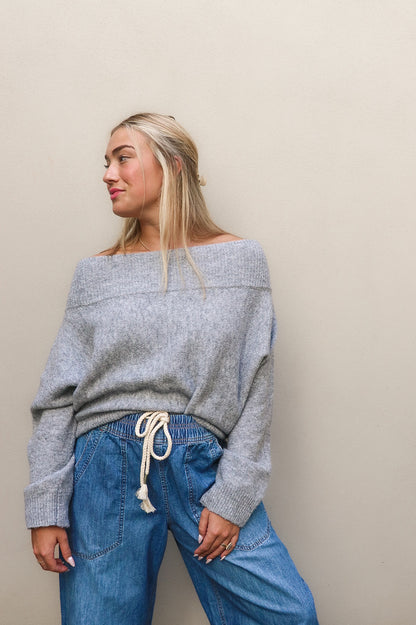 Heather Gray Off The Shoulder Sweater
