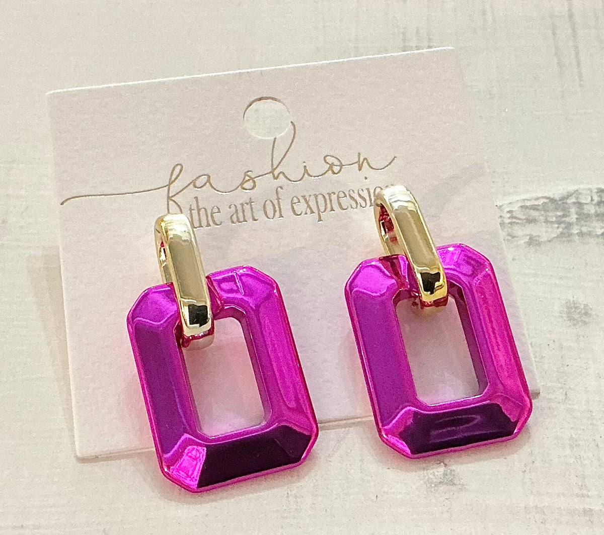 Purple Geometric Drop Earrings