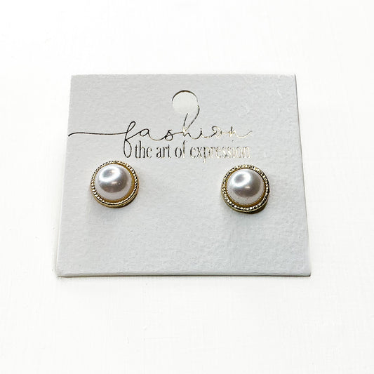 Pearl Golden Braided Studs
