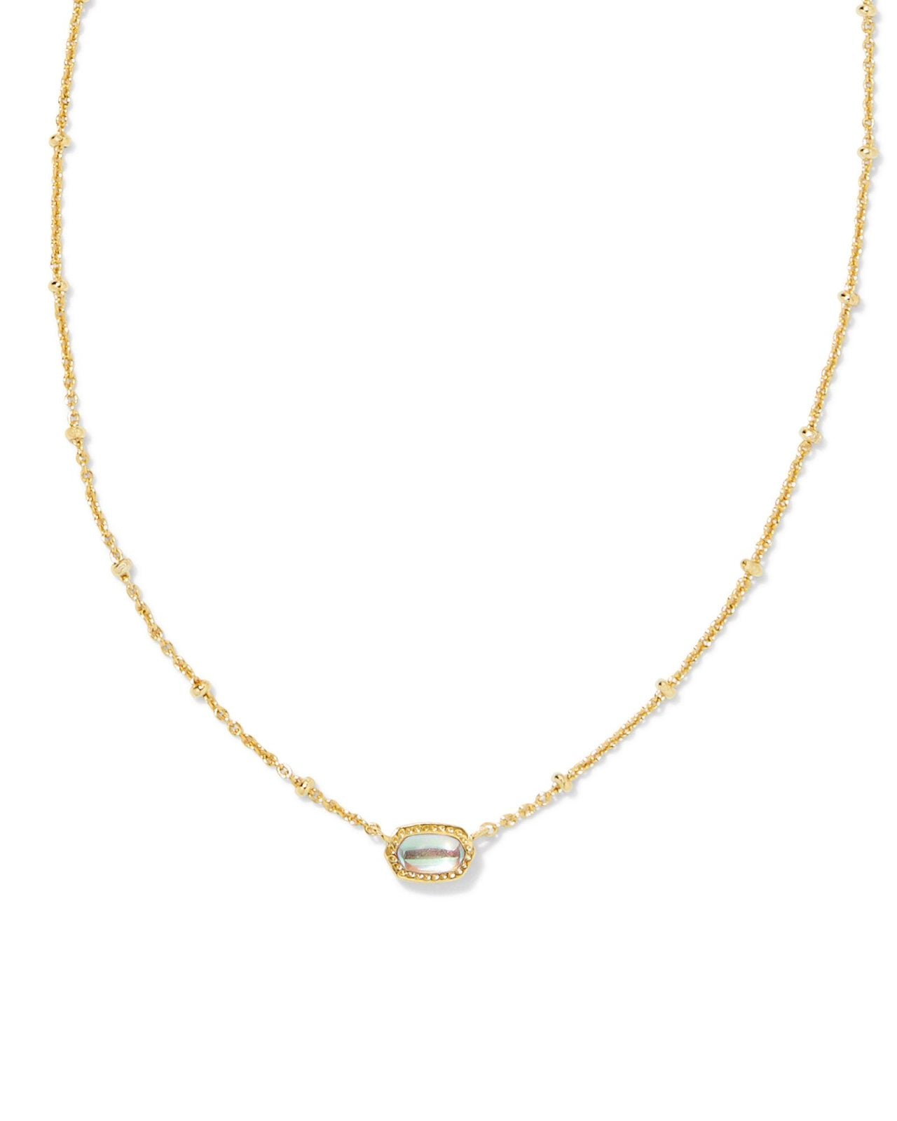 Kendra Scott Mini Elisa Satellite Pendant Necklace in Gold Iridescent Glass