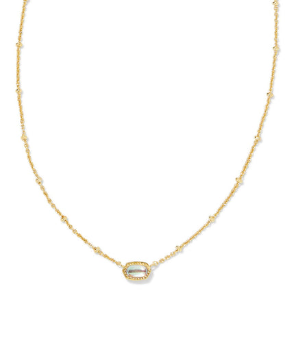 Kendra Scott Mini Elisa Satellite Pendant Necklace in Gold Iridescent Glass