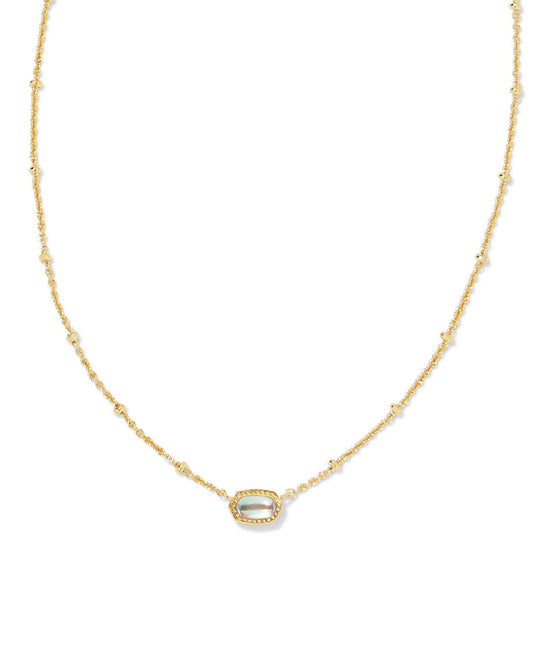 Kendra Scott Mini Elisa Satellite Pendant Necklace in Gold Iridescent Glass