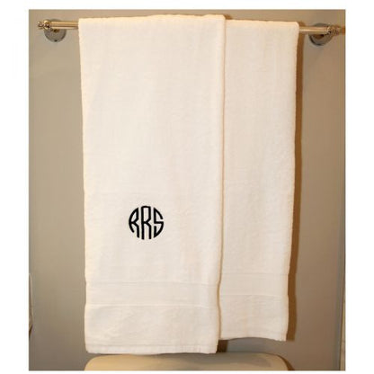 Monogram Luxury White Bath Towel Set of 2