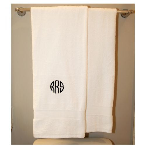 Monogram Luxury White Bath Towel Set of 2
