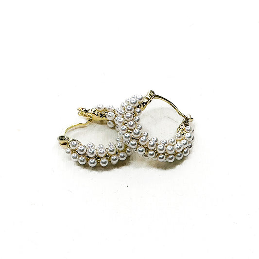 Gold Pearl Hoops