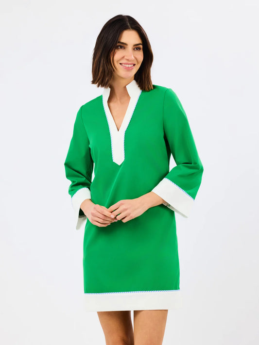 Brenda Dress | Green + White