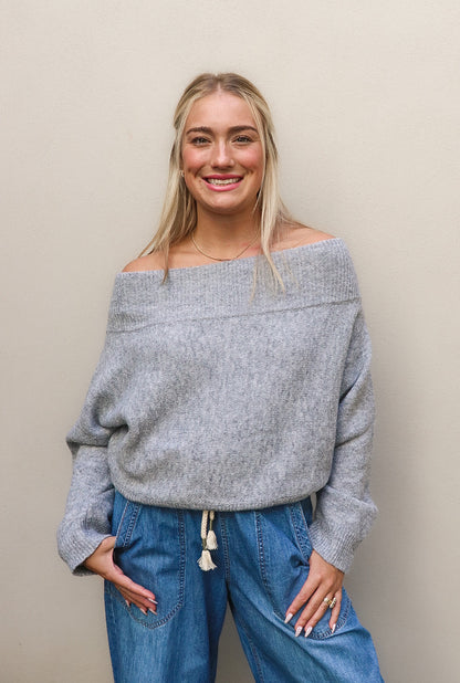 Heather Gray Off The Shoulder Sweater